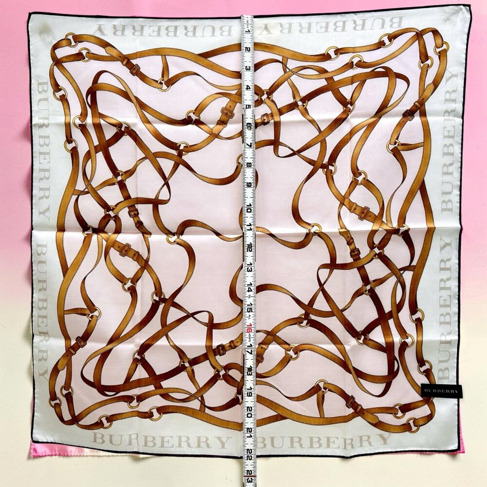 New Tag on  Burberry Miniscarf  23" Cotton/Silk ivery  Light pink bow  (51) - Picture 10 of 13